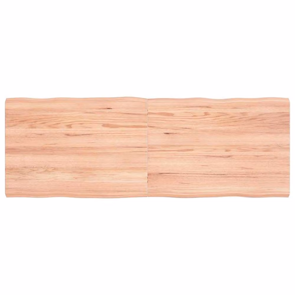 Berkfield Home Light Brown Live Edge Solid Oak Table Top W/D/H: 140 x 50 x (2-4) cm