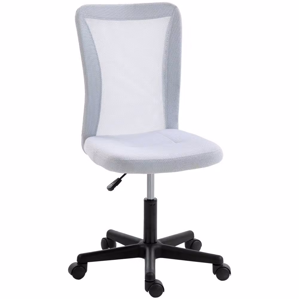 VINSETTO White Mesh Armless Task Chair with Adjustable Height and 360 Degree Swivel – 2