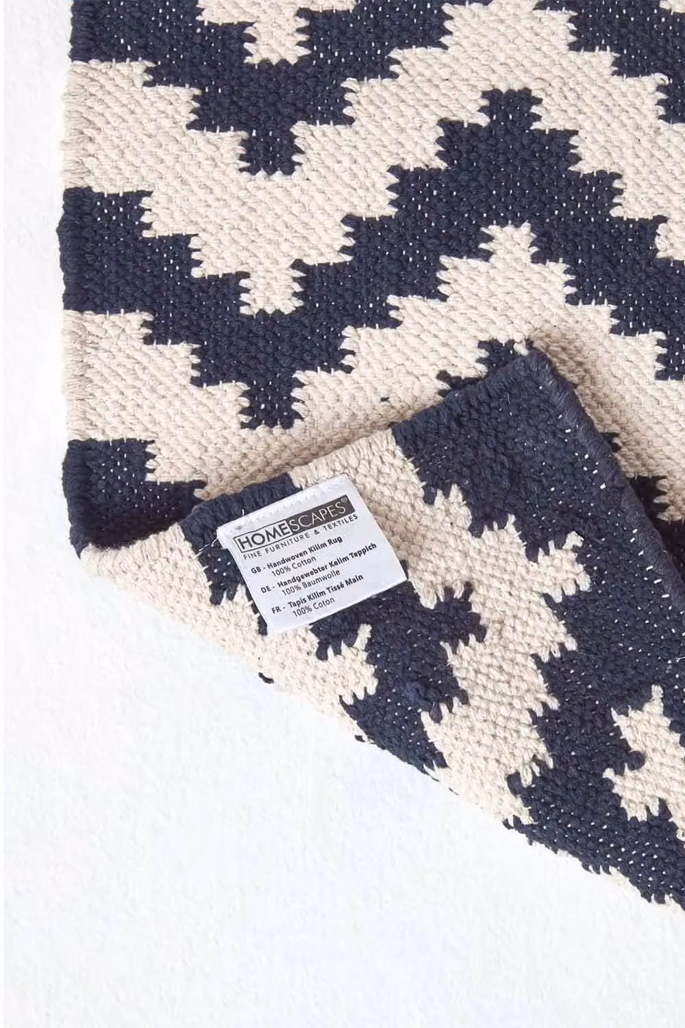 Homescapes Casablanca Handwoven Cotton Kilim Rug in Blue, White and Black, W/D/H: 90 x 150 cm – 5