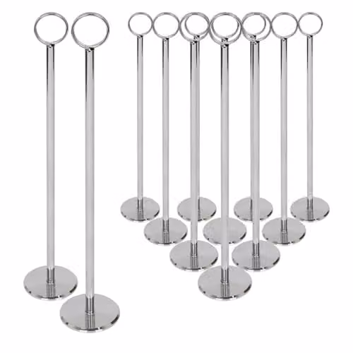 Argon Tableware Silver Stainless Steel Table Number Holders, Pack of 12, Height: 30 cm