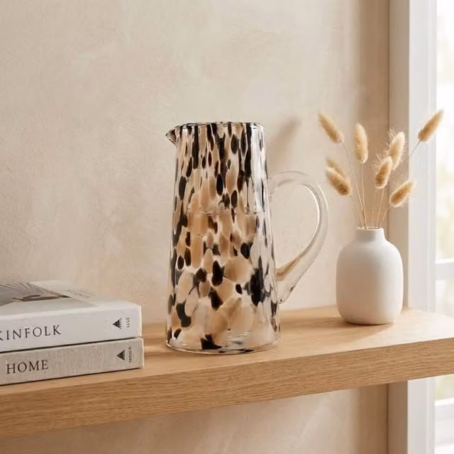 Garden Greatness Maison Speckled Pitcher Jug Vase in Multicolour Glass, H 22.5 cm x W 22.5 cm x D 22.5 cm