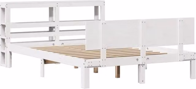 Berkfield Home Beautiful Bed Frame with Headboard in White, Small Double, W/D/H: 120 x 200 cm