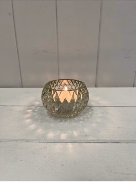 KDMD Smokey Brown Diamond Pattern Glass Tealight Holder