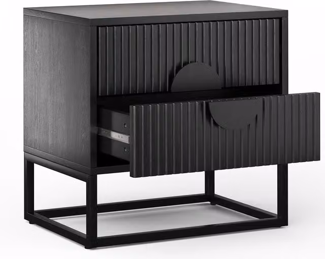 MMT Furniture Designs Mid-Century Black Matt Metal and Wood Freestanding Bedroom Furniture