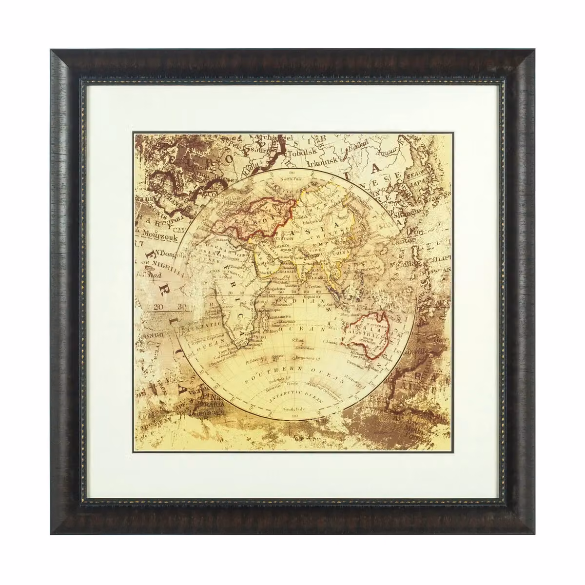 Orsina Vintage Map Framed Wall Art in Black, Gold and Multicolour – 2