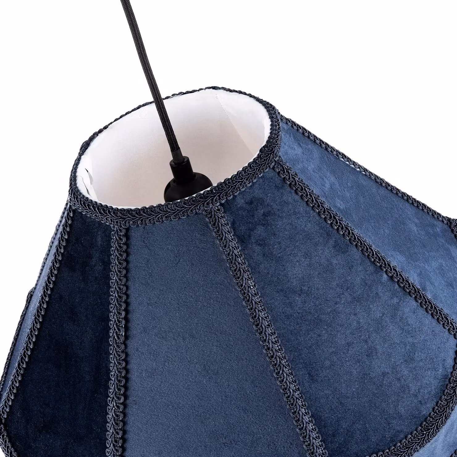 Happy Homewares Traditional Victorian Empire Soft Velvet Lamp Shade with Lengthy Tassels in Midnight Blue, Diameter: 40.64 cm – 4