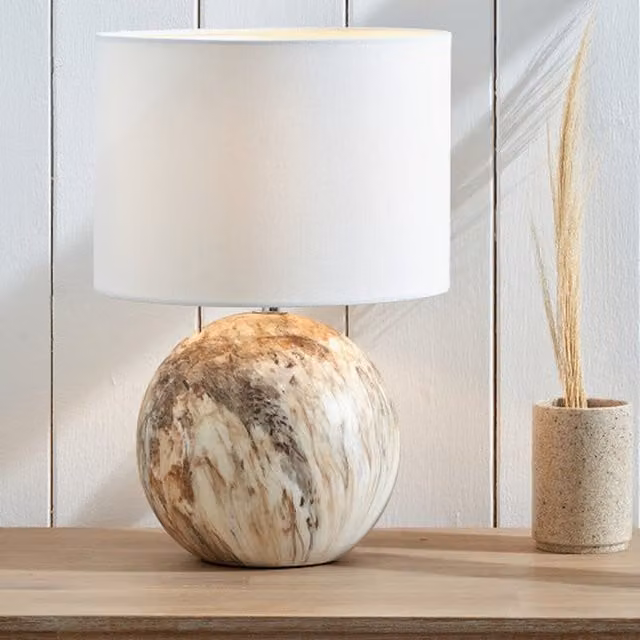 Pacific Lifestyle Natural Stone Effect Ceramic Table Lamp in Brown