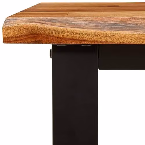 vidaXL Industrial Live Edge Bench in Brown Solid Acacia Wood and Metal – 4