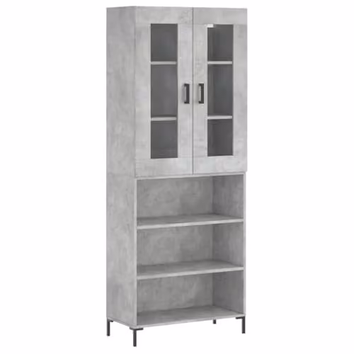 vidaXL Modern Highboard in Concrete Grey, W/D/H: 69.5 x 34 x 180 cm
