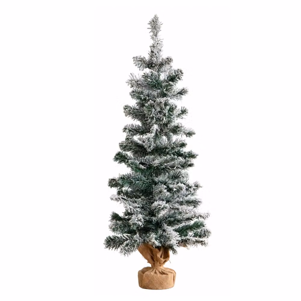 Samuel Alexander 90cm Snowy Fir Christmas Tree in Green with Jute Bag Stand – 4