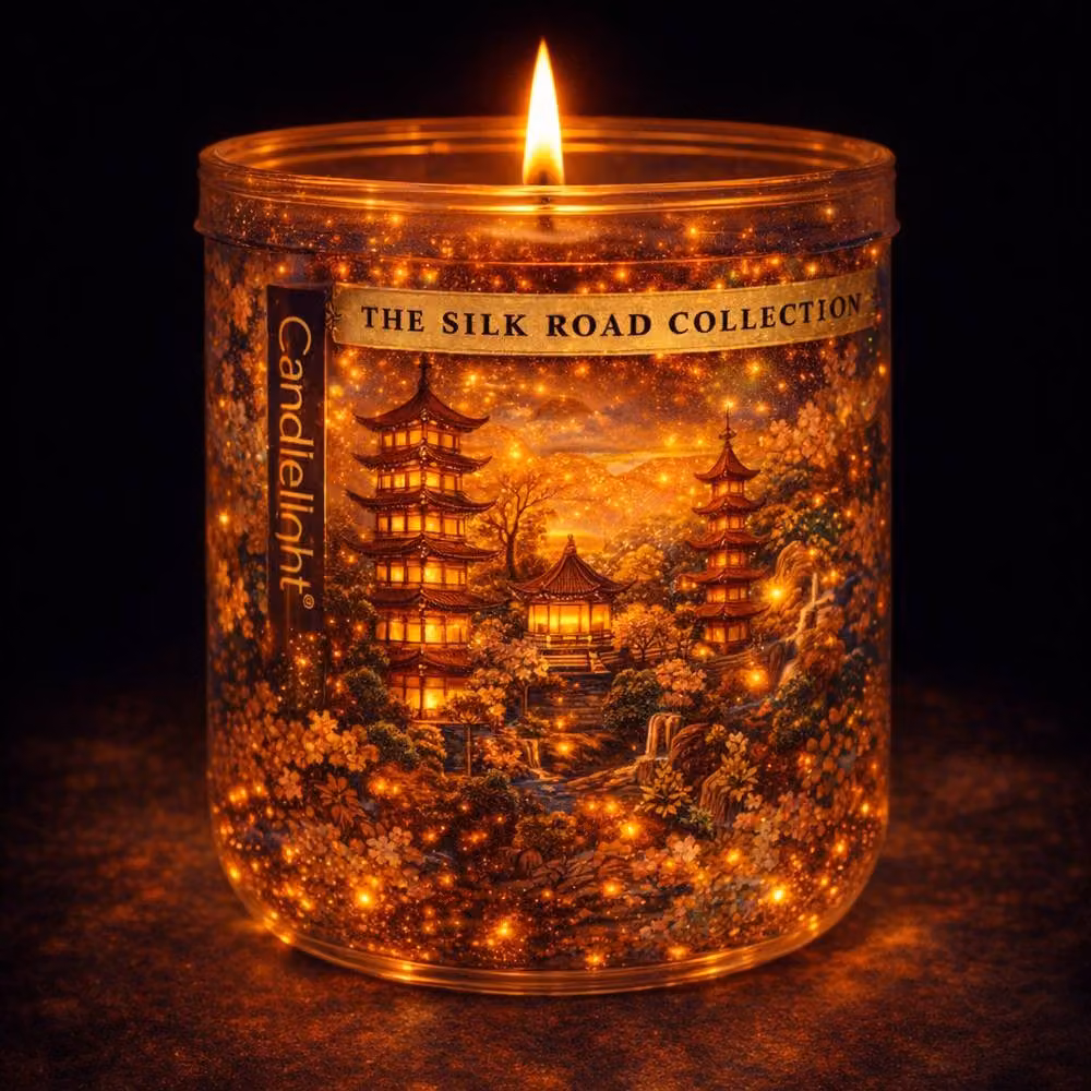 Candlelight Silk Road Collection Moroccan Spice LED Light Up Glitter Pillar Candle in Dusty Pink – 2