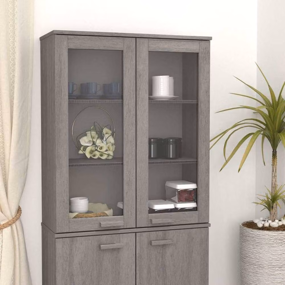 Berkfield Home HAMAR Highboard Top in Light Grey Solid Wood Pine, W/D/H: 85 x 35 x 100 cm – 2