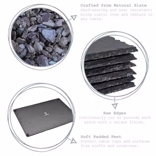 Argon Tableware Square Black Slate Placemats, Pack of 6, 33 cm – 2