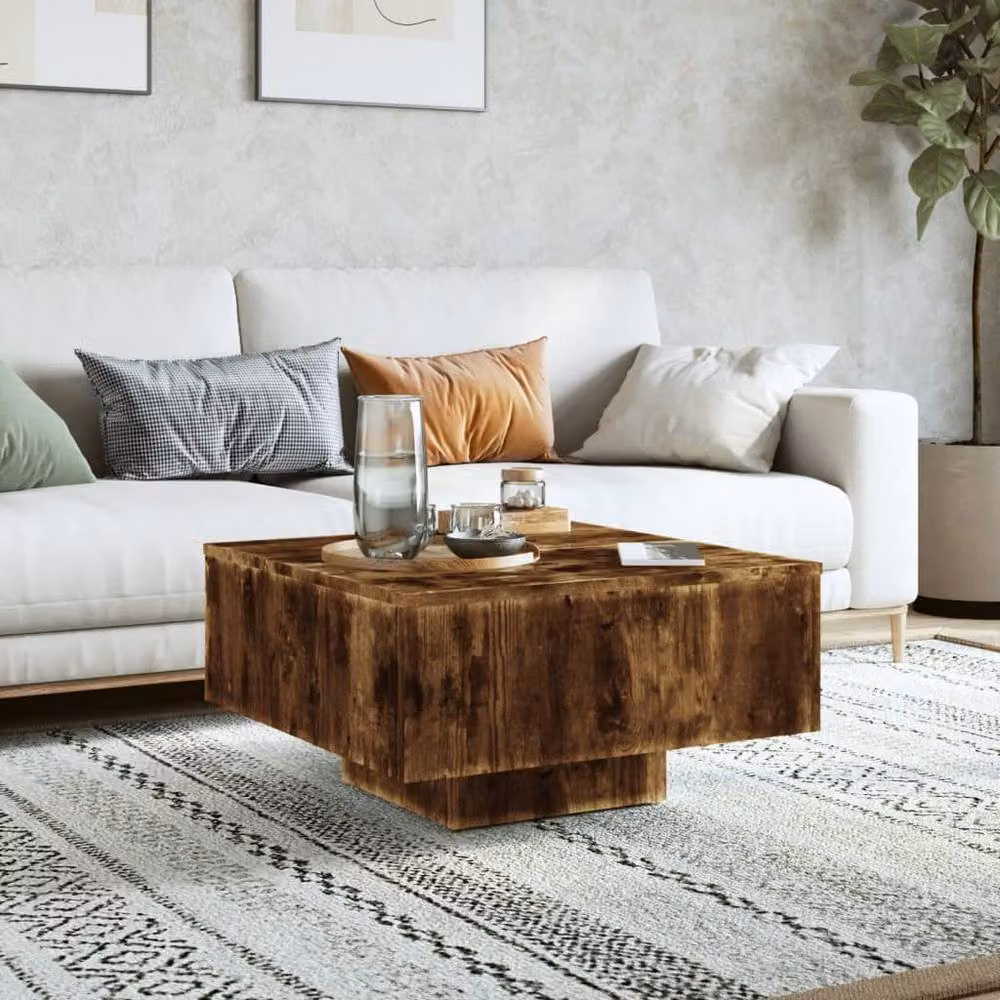 Berkfield Home Square Coffee Table in Smoked Oak Brown, W/D/H: 60 x 60 x 31.5 cm – 3