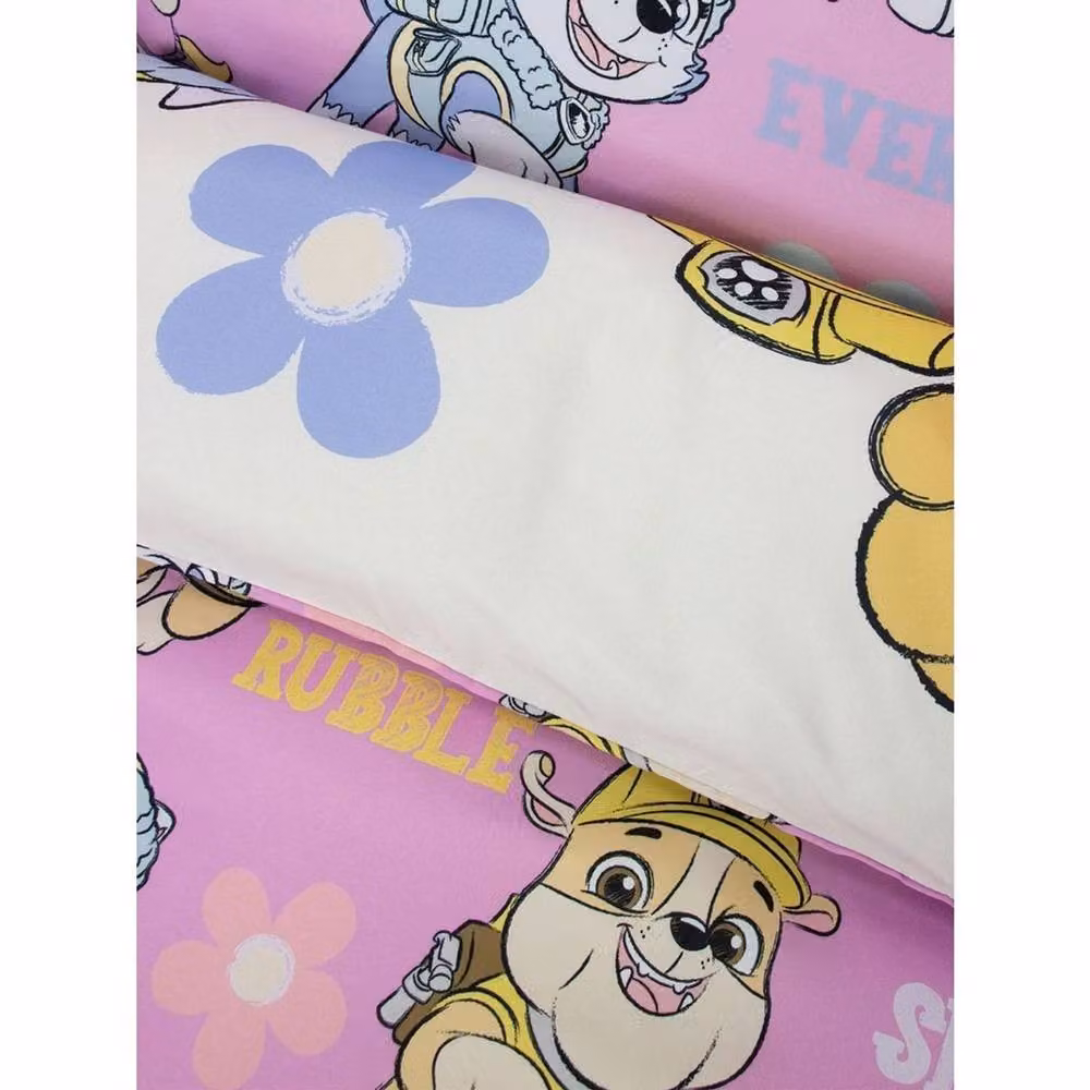Paw Patrol Reversible Pink Flannel Duvet Cover and Pillowcase Set for Children, W/D/H: 135 x 200 cm – 2