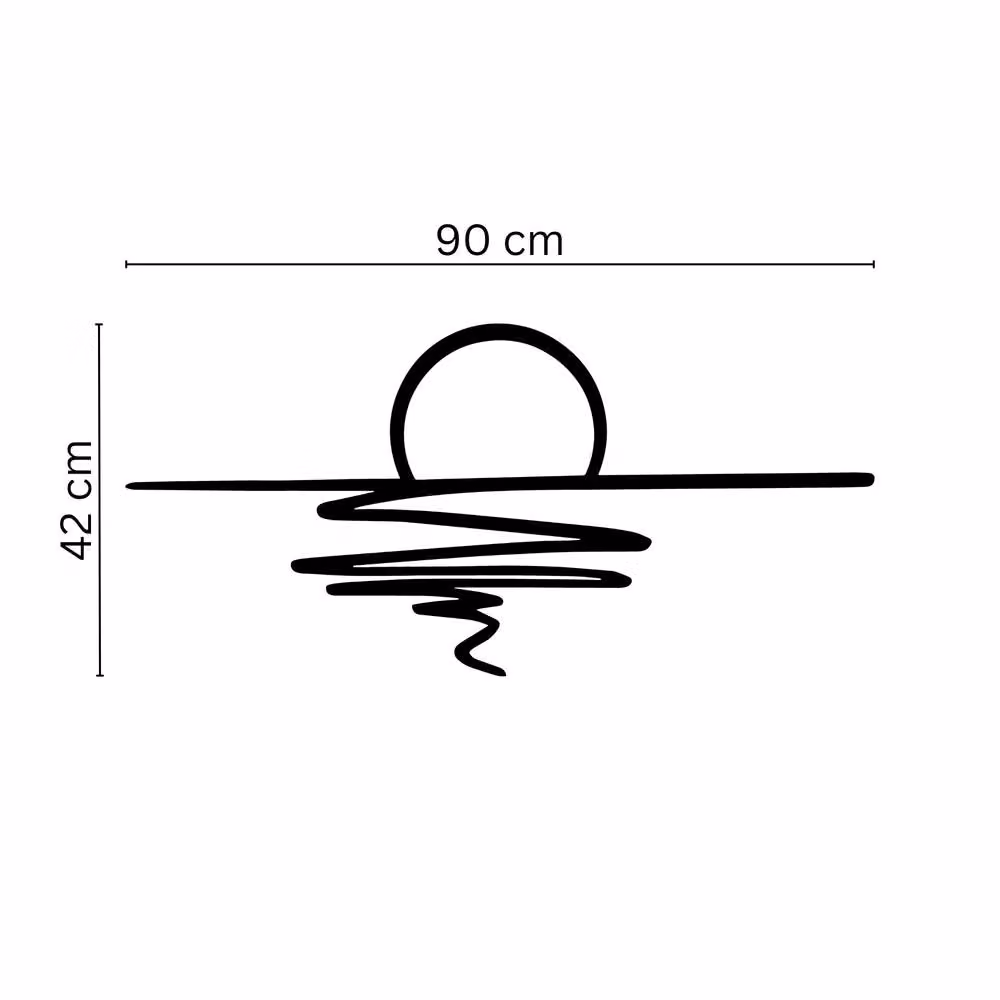 Decortie Sunset Horizon Minimalist Metal Wall Art, Black, W: 90 cm, H: 42 cm – 3