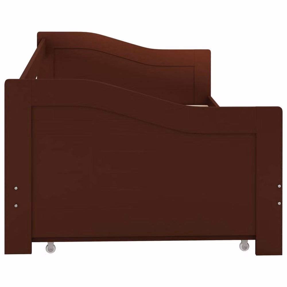 Berkfield Home Pull-out Sofa Bed Frame in Dark Brown Pinewood, W/D/H: 90 x 200 x 66 cm – 4