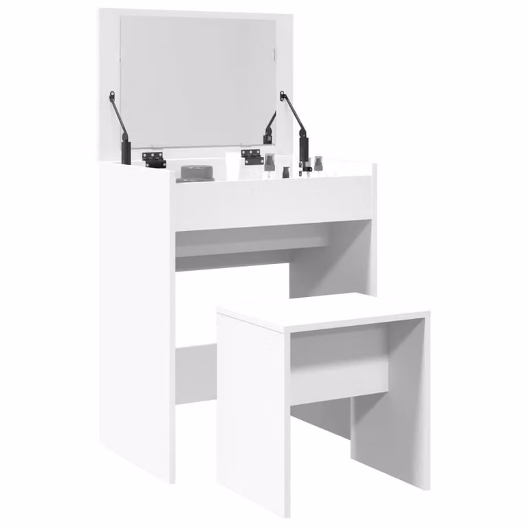 Berkfield Home Beautiful Dressing Table and Stool in White, W/D/H: 60 x 40 x 113.5 cm