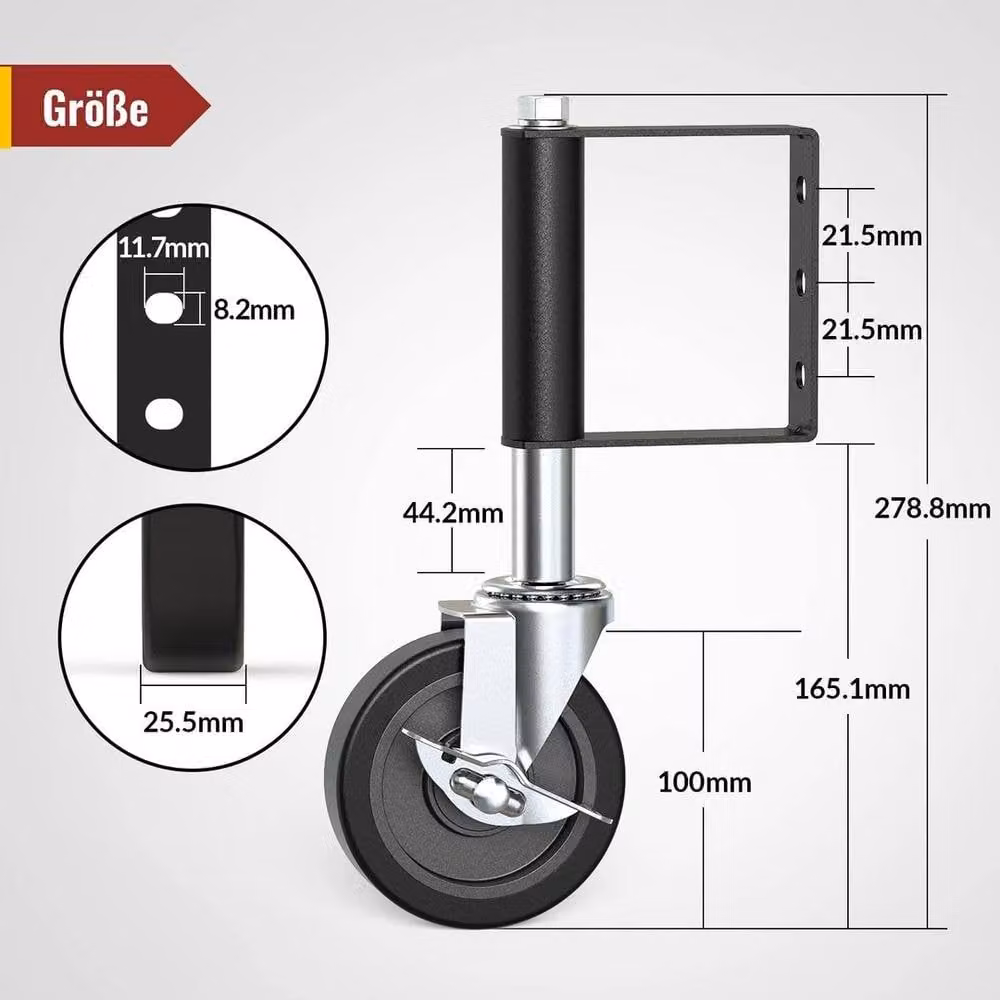 SPETLEK Black Swivel Gate Roller Wheels with 100 kg Load Capacity – 2