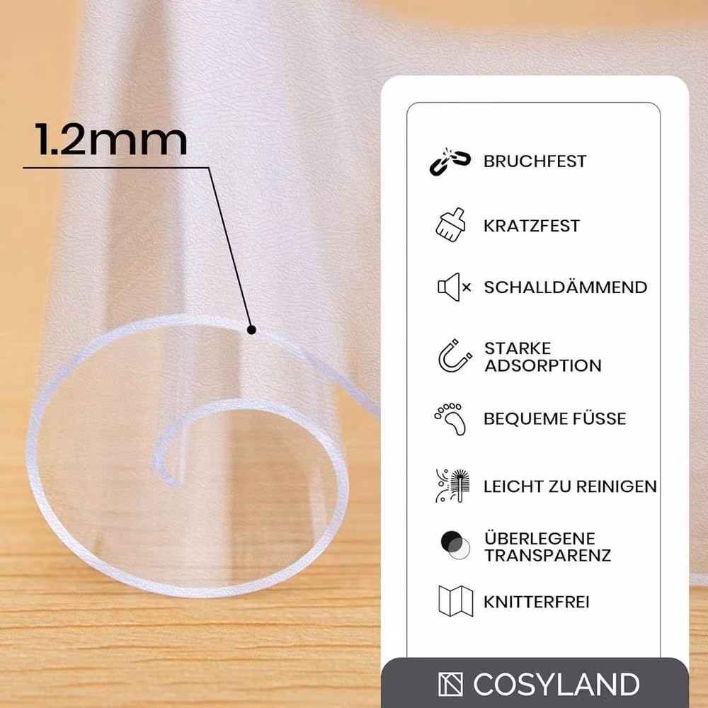 EONLION Non Slip Clear Office Chair Desk Mat, W: 100 cm x D: 110 cm – 4