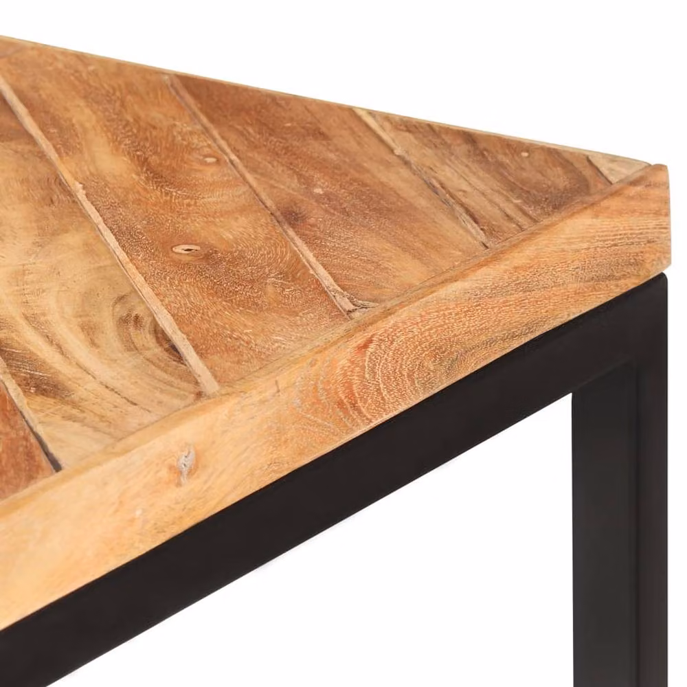 Berkfield Home Rectangular Dining Table in Brown and Black Solid Acacia and Mango Wood, W/D/H: 200 x 90 x 76 cm – 3