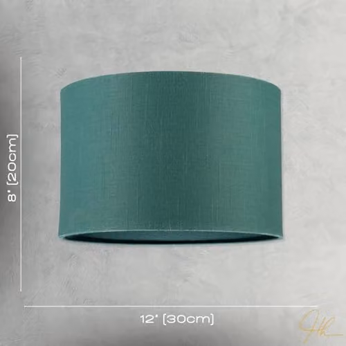 Happy Homewares Green Textured Linen Fabric Circular Lamp Shade W/D/H: 30 x 30 x 20 cm – 4