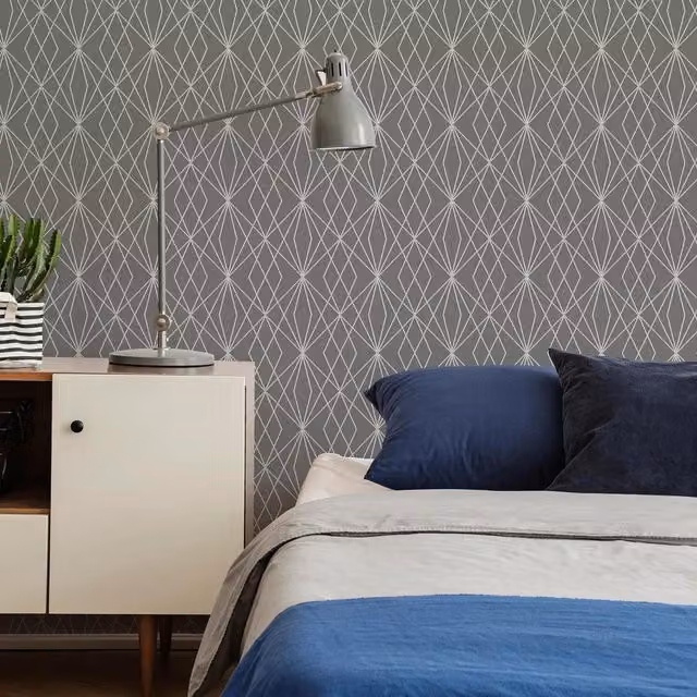 Fresco Laser Geometric Abstract Modern Wallpaper in Grey