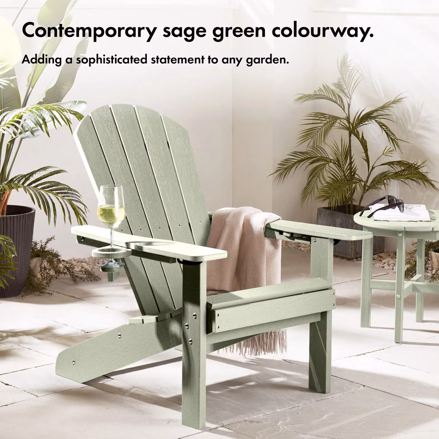 VonHaus Westport Reclining Adirondack Garden Chair in Light Green – 2