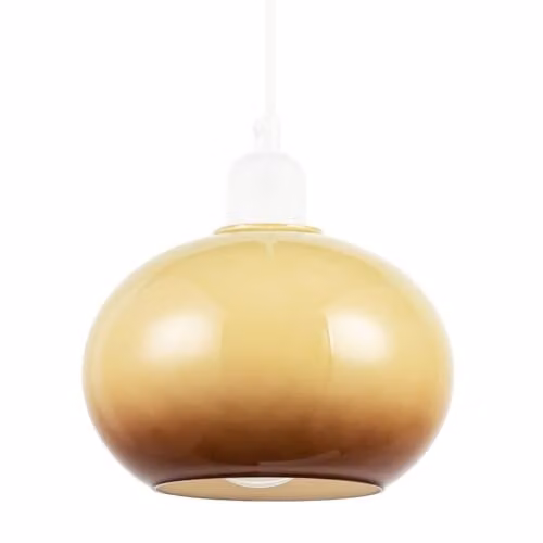 Happy Homewares Amber Glass Globe Pendant Lamp Shade in Rounded Sphere Form, W/D/H: 18 x 18 x 12 cm – 1
