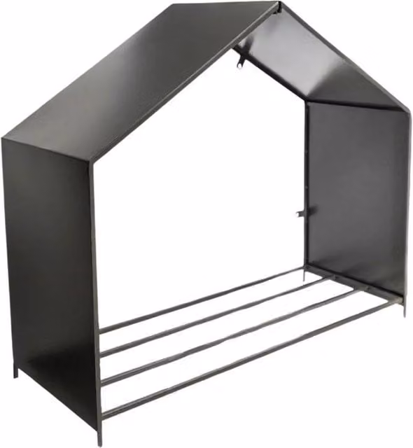 Lemon Pavilion Grey Galvanised Steel Outdoor Log Storage, W100 x D38 x H88 cm