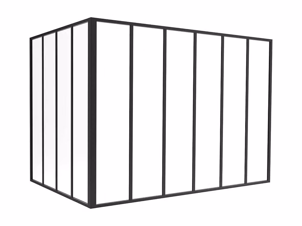 Vente-unique Corner Studio Glass Panelling in Powder-Coated Aluminium, Black, W: 120 cm, D: 130 cm, H: 180 cm – 2