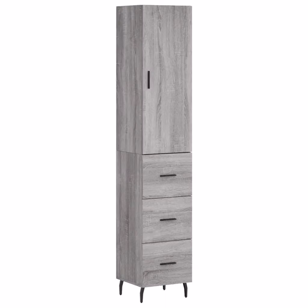 Berkfield Home Grey Sonoma Highboard in Matt Engineered Wood, W/D/H: 34.5 x 34.0 x 180.0 cm – 2