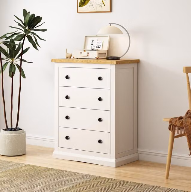 Cabinet Bits Castelli 4 Drawer Chest of Drawers in White with Gold Brass Knobs – 1