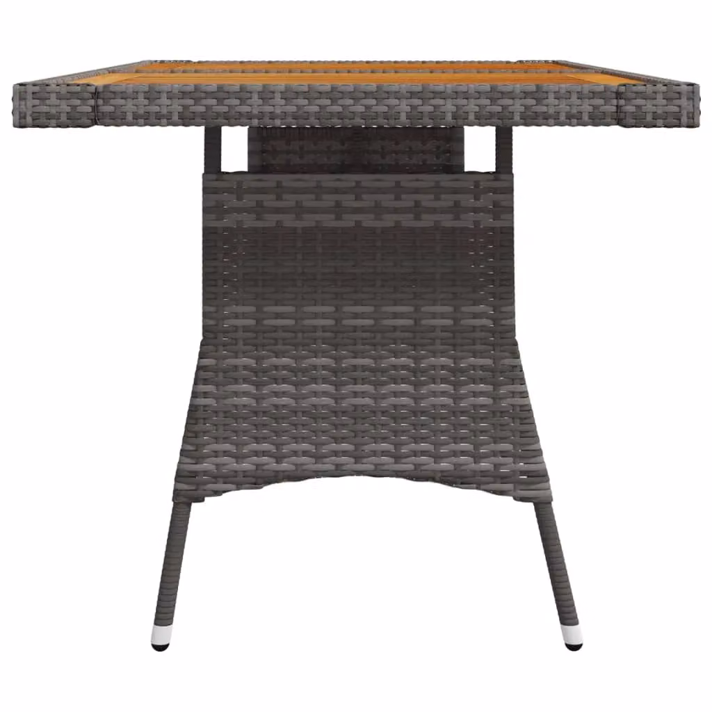 Berkfield Home Extendable Rectangular Garden Table in Grey Poly Rattan and Solid Acacia Wood, W/D/H: 130 x 70 x 72 cm – 2