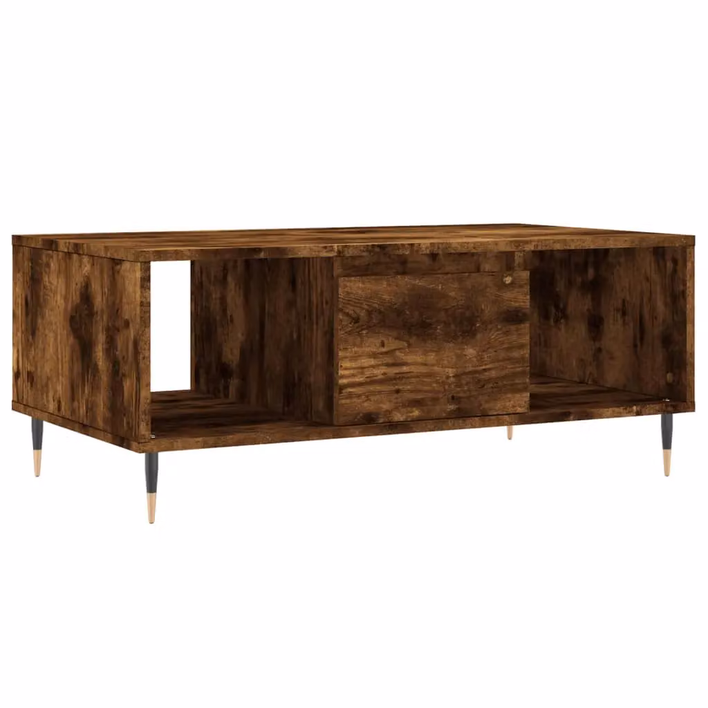 Berkfield Home Modern Rectangular Coffee Table in Smoked Oak Brown, W/D/H: 90 x 50 x 36.5 cm – 2