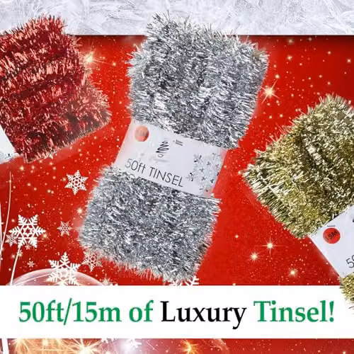 VFM e-Store Red Christmas Tinsel Hanging Decorations – 6