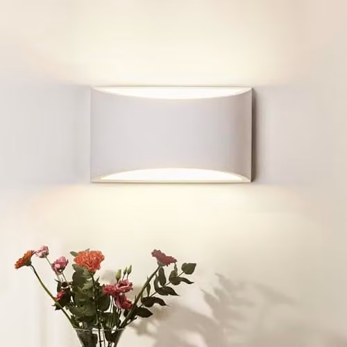 Harper Living Art Deco White Ceramic and Plaster Up and Down Indoor Wall Light