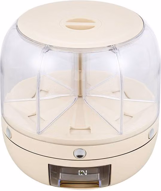 Living and Home 6 Grid Rotating Food Dispenser Grain Container in Beige, Large