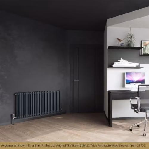 UK Radiators Alpha 3 Column Horizontal Traditional Cast-Iron Style Radiator in Anthracite Grey with Feet – 3