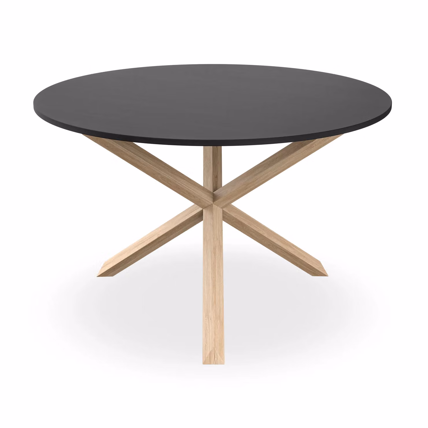 More4Homes Malvern Round Dining Table and 4 Nova Faux Leather Chairs Set, Black Table Top with Solid Oak Legs and Grey Chairs, Diameter: 120 cm, Height: 75 cm – 2