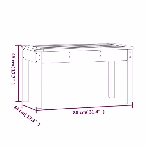 vidaXL Garden Bench in Black Solid Pine Wood, W/D/H: 80 x 45 x 44 cm – 1