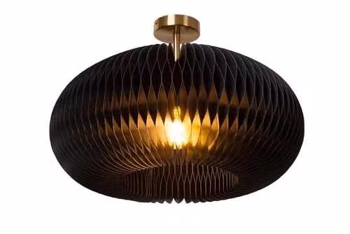Lucide Armoni Black Flush Ceiling Light with Paper and Metal Design, Diameter: 52 cm