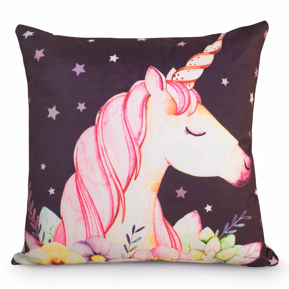 Velosso Unicorn Star Filled Square Cushion in Multicolour, W x D: 43 x 43 cm – 2