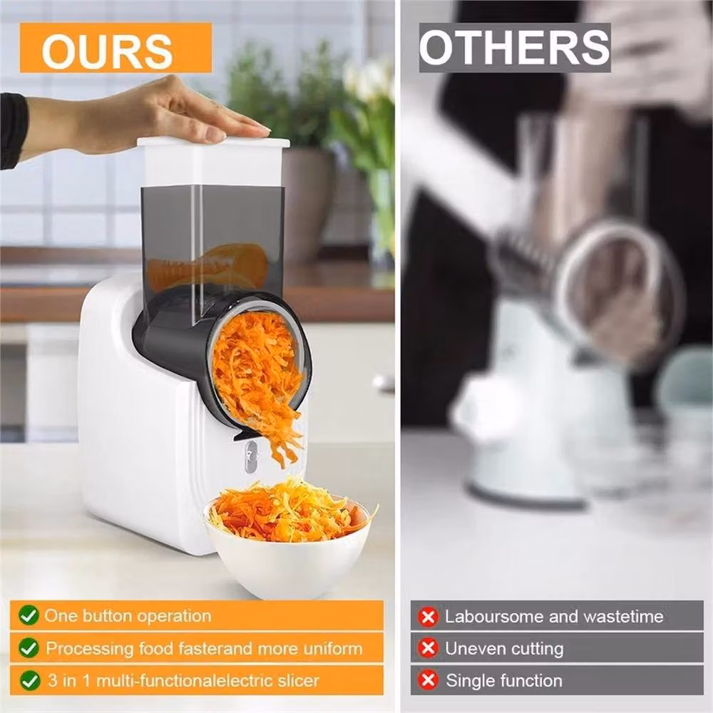 EONLION 3 in 1 Electric Cheese Grater and Vegetable Slicer, White – 3
