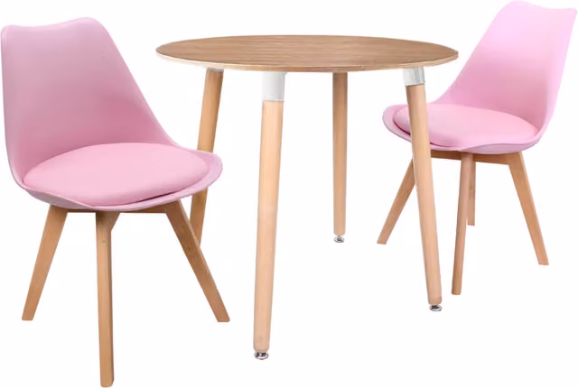 Life Interiors Lorenzo Round Dining Set in Pink with Table and 2 Chairs
