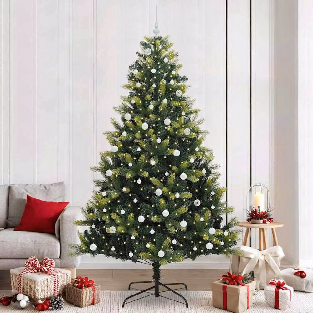 Berkfield Home Realistic Artificial Hinged Christmas Tree with 300 LEDs, Green, Height: 240 cm – 2