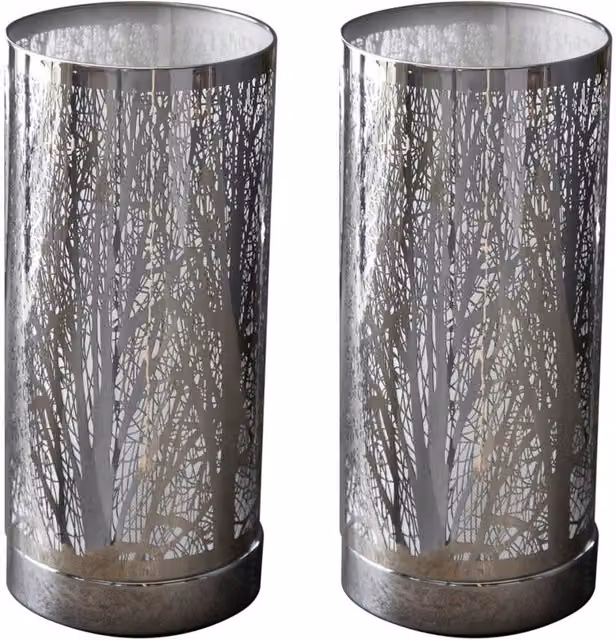 First Choice Lighting Morris Set of 2 Chrome Touch Table Lamps, Silver, Height: 26.5 cm – 1