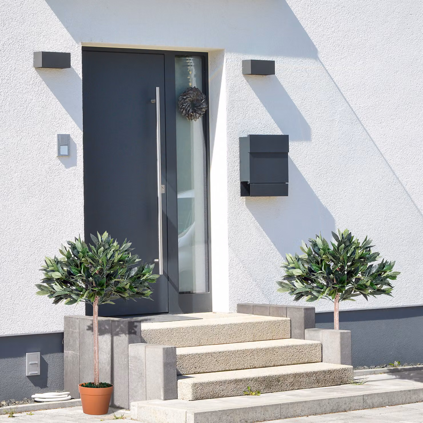 Outsunny Set of 2 Artificial Olive Trees in Orange Pots, Greenery for Home or Office – 2