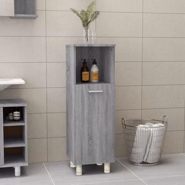 Berkfield Home Grey Sonoma Bathroom Cabinet, W/D/H: 30 x 30 x 95 cm