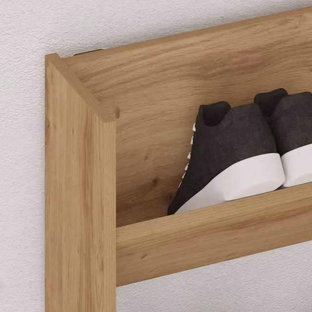 Berkfield Home Artisan Oak Wall Mounted Shoe Cabinet, Brown, W: 80 cm, D: 18 cm, H: 90 cm – 1